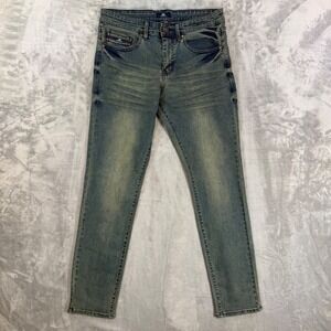 Benjamin Black Slim Fit Jeans Men's Size 32x32 Green Blue Stone Wash Denim Pants